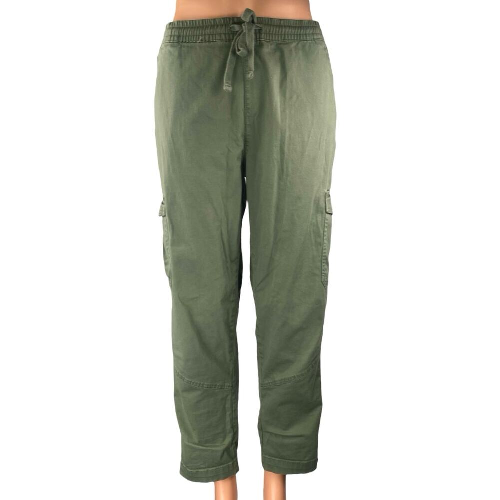 Cotton On Green Straight Leg Elastic Waist Drawstring Trousers Cargo Pants Sz 10